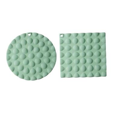 Imagem de Generic Jogo Americano de Mesa 2 Peças, Porta-Copos para Caneca de Café, Portátil, Elegante, Fácil de Limpar, ao Calor, Decorativo para Casa de, Verde