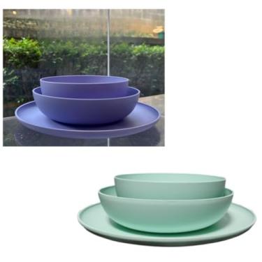 Imagem de ogo de 3 Pratos Resistente Linha Colours – Variedade de Cores, Livre de BPA e Uso no Micro-ondas | Prato Raso, Fundo e Bowl Modernos(Kit 2 jogos de pratos/2 Lav/2V)