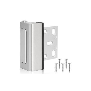 Imagem de Trava de Segurança para Porta Doméstica, Trinco, Tranca, Ferrolho e Fecho em Inox e Alumínio, Antirroubo de Alta Resistência, Preto e Prata (Prata)