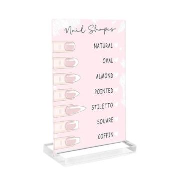 Imagem de oshhni Suporte para exibição de formatos de unhas, decoração para salão de unhas, elegante e versátil, para fotos, 10x15cm com base em painel de acrílico, Luz Rosa