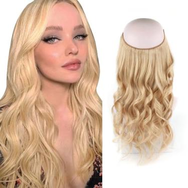 Imagem de Sassina Extensões de cabelo invisível, cabelo humano real com fio transparente, tamanho ajustável, clipes seguros, liso, natural, peça de cabelo milagroso secreto, #18, loiro acinzentado, 40 cm, 80