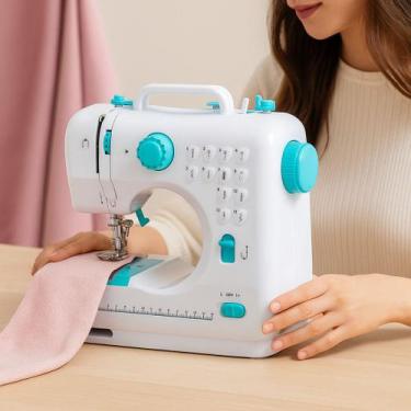 Imagem de Mini Máquina de Costura Portátil Elétrica 12 Pontos Com Pedal Iluminaç