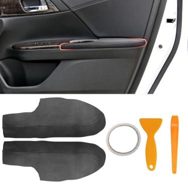 Imagem de SUNBREATH Capa de apoio de braço compatível com painéis de porta dianteira para Honda Accord 2013-2017 couro esquerda e direita guarnição do apoio de braço da porta dianteira com ferramenta de