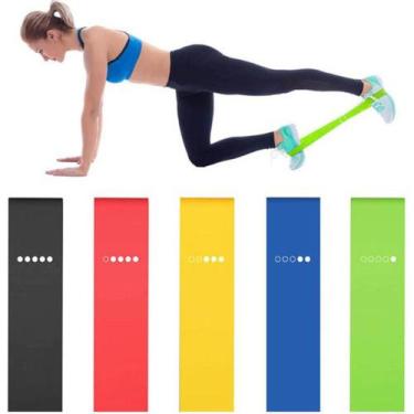 Imagem de Kit 5 Mini Thera Band Elástico Academia Fitness Faixa Treino Elástico 