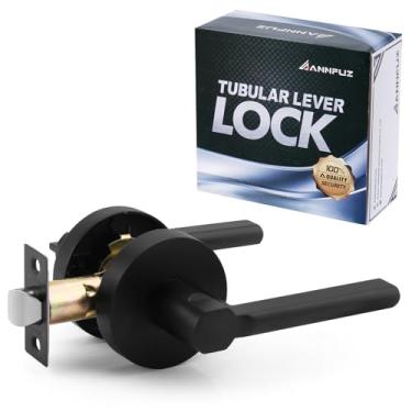 Imagem de ANNFUZ Botão de passagem, trava sem mão/abertura com um toque, maçaneta interna estendida redonda sem chave, reversível esquerda direita, compatível com ADA, fechadura de porta sem chave para banheiro