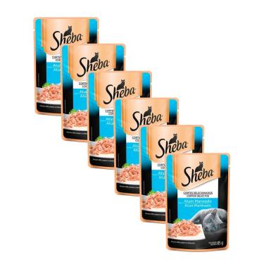 Imagem de Ração Úmida para Gatos Sheba Adulto Sabor Atum Marinado em Sachê 85g | Kit com seis unidades