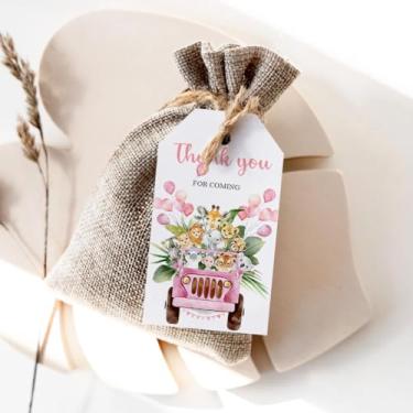 Imagem de Etiquetas de presente de agradecimento, etiquetas de lembrancinhas de festa de chá de bebê, decorações de sacos de chá de bebê de aniversário, etiqueta de papel de embrulho de animal para presentes