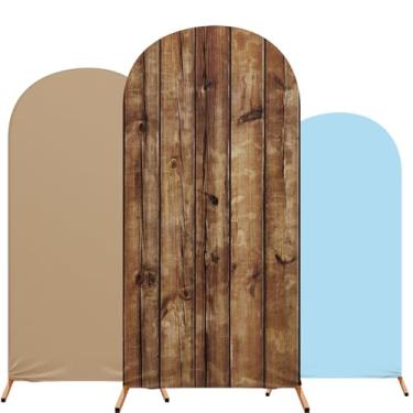 Imagem de Tingjoo Conjunto de 3 capas de fundo de arco da floresta, 1,2 m, 1,5 m, 1,8 m, decoração de festa de aniversário com tema de selva, capas de suporte de arco ajustadas de elastano para festa de