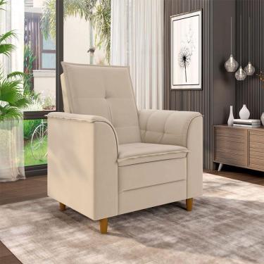 Imagem de Poltrona Para Sala Confortável Decorativa Laura Suede Bege