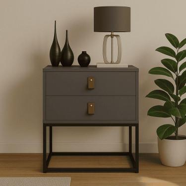 Imagem de Mesa De Cabeceira Unic 45 Retrô Base Metálica Para Quarto