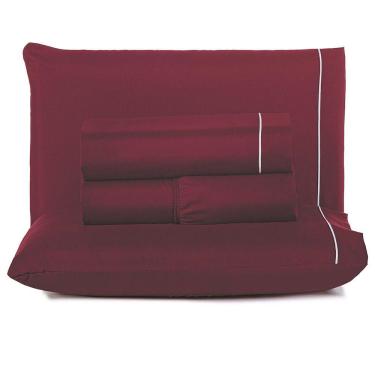 Imagem de Jogo De Lençol Lidian Liso Queen 4 Peças Hiperpercal Peletizado 180 Fios - Vinho