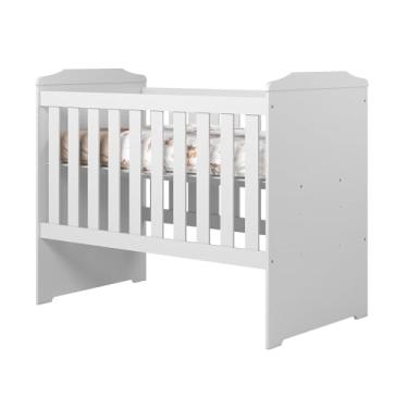 Imagem de Berço Infantil MDF Padrão Americano Unissex Branco Design Moderno e Seguro para Bebê