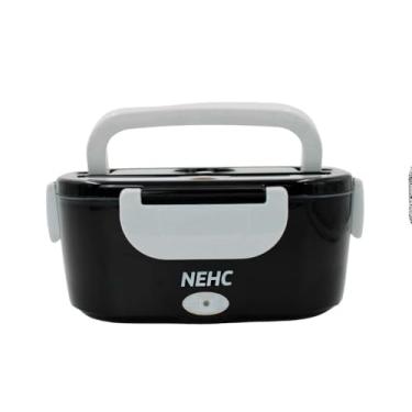 Imagem de Marmita Térmica Elétrica Portátil, 1,5L, Preta, 220V/12V, com Divisórias, Aquecimento 40W, Inclui Cabo Tomada, Cabo 12V e Colher, 10x23x16cm