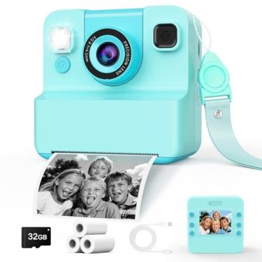 Imagem de Impressão instantânea para câmera infantil: câmera dobrável presente para meninas de 3 a 16 anos (para Natal ou aniversário), câmeras de impressão instantânea de vídeo digital HD 1080p com 3 rolos de