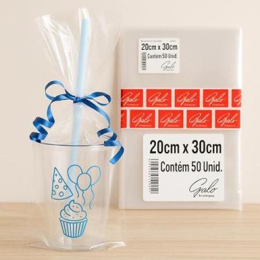 Imagem de Saco Celofane 20X30 Embalagem Para Presente com 50 Unidades - Galo