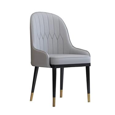 Imagem de Cadeiras de cozinha, sala de jantar, móveis, cadeiras de jantar de couro PU com apoios de braços e encosto, à prova d'água, cadeira lateral de poliuretano com pernas de metal para escritório, sala de