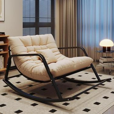 Imagem de FENOKD Cadeira de balanço moderna de tamanho grande para berçário, poltrona de encosto alto com suporte de 199 kg, cadeira lateral confortável para sala de estar ou quarto, cadeiras de balanço com
