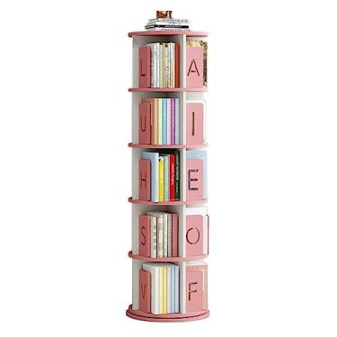 Imagem de UINGBPXT Estante de canto com rotação de 360°, estante de livros em várias camadas, estante de livros rosa para estudante, escritório, casa, exibição perfeita