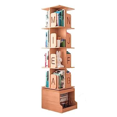 Imagem de UINGBPXT Estante de canto com rotação de 360°, estante de madeira, simples, grande capacidade, estante para livros, para casa, exibição perfeita