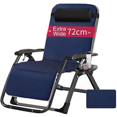 Imagem de Espreguiçadeira de tamanho grande, dobrável, com almofada e suporte de copo, cadeiras reclináveis ajustáveis para pátio ao ar livre para deck, praia, jardim, suporte de 199 kg com almofadas (cor prata