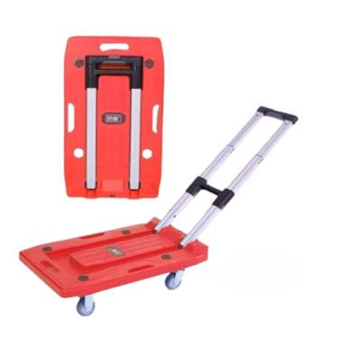 Imagem de JYXYXSCP Caminhão plataforma, carrinho de mão dobrável móvel, carrinho portátil de 350 kg para garagem, uso doméstico e escritório, com rodas de freio, alça telescópica (vermelho)