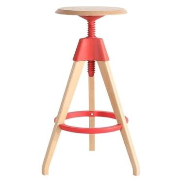 Imagem de Banqueta para pés, banquetas de bar com altura ajustável, giratória, estilo industrial, banco de bar superior de madeira maciça, cadeira de bar resistente para casa