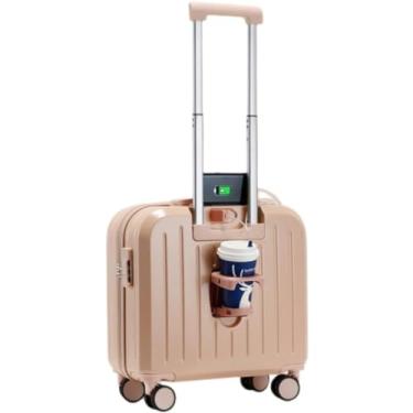 Imagem de Mala de mão, bolsa de mão, estojo de viagem pequeno, suporte de bebida infantil, porta USB, fecho de discagem, abertura ajustável de 3 níveis, cinto X, leve, viagem de negócios de curto prazo (branco