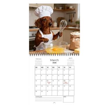 Imagem de Calendário Dachshund 2026 - Planner Anual De 12 Meses | Calendário Mensal de Animais - para Escola Casa Escritório Estudantes Professores e Freelancers