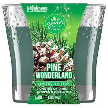 Imagem de Glade Jar Candles, Velas de Fragrância Infundidas com Óleos Essenciais, Velas Purificadoras de Ar, 96 g; Vários Aromas Disponíveis! (Pine Wonderland, 1 Pavio)