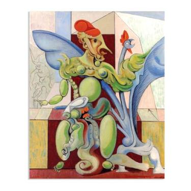 Imagem de Zeichn8u Max Ernst Poster Retrato voilé Reproduções de pinturas famosas Surrealismo Wall Art Canvas Max Ernst Decoração de parede para presentes de sala de estar 50 x 40 cm (20 x 16 polegadas) sem