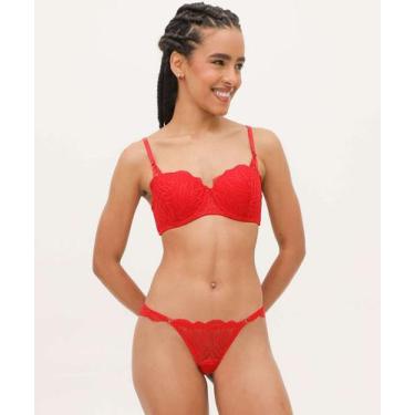 Imagem de Calcinha String Fio Dental Renda Marisa-16757, Vermelho, M