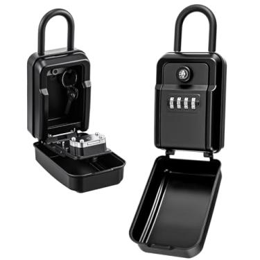 Imagem de Caixa de segurança para chaves externas, cofre de chaves à prova d'água com combinação de 4 dígitos, combinação removível, código redefinível, cofre para casa, garagem, escritório, armazém, loja de