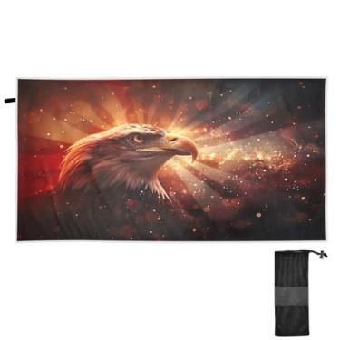 Imagem de Blueangle Toalha de praia com bandeira de águia careca - Toalhas de viagem compactas e leves - Toalha de secagem rápida super absorvente para natação, acampamento e férias (467)