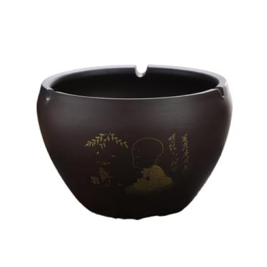 Imagem de Cinzeiro Cinzeiro grande minimalista em estilo retrô, de barro roxo, para uso casa, sala estar e escritório