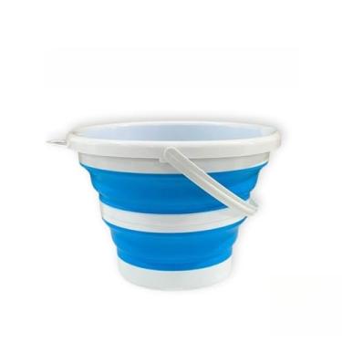 Imagem de Balde Dobrável 3 5 10 Litros Retrátil de Silicone (Azul,5 Litro)
