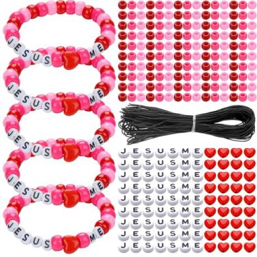 Imagem de Ferreve 35 conjuntos de pulseiras de contas religiosas kit de artesanato Jesus Love Me Faith DIY Kit de artesanato de contas de amor para VBS Semana Domingo Escola Cristã Versículo da Bíblia Fazendo