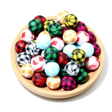 Imagem de 48 peças de contas de silicone xadrez de 15 mm, contas de silicone focais de flores a granel para fazer chaveiros, canetas, colar, joias, kit de fabricação de pulseiras DIY
