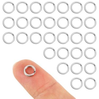 Imagem de Chaveiro redondo de aço inoxidável de 30 peças, anel de salto dividido de prata de 0,7 cm, etiquetas de identificação de cães, acessório para fazer joias, artesanato e organização de chaves de carro