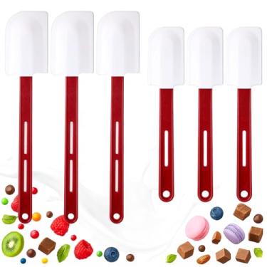 Imagem de 6 espátulas de borracha de silicone, espátula comercial de silicone de alta temperatura com alça, raspadores de borracha resistentes antiaderentes para uso na cozinha, utensílios de cozinha e fritura