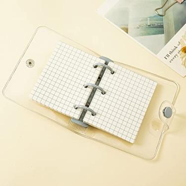 Imagem de aqxreight Mini Capas Transparentes de 3 Argolas Com Página Interna de Grade e Bolsos de Fichário Mini Pasta de Caderno de Folhas Soltas Capa de Pasta de PVC Transparente Com Botão de Pressão Elegante Simples Feita (Branco #36)