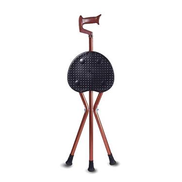 Imagem de Cadeira de Perna Plegável Combinada com Báculo Leve Ajustável Assento para Idosos Viagem Descanso