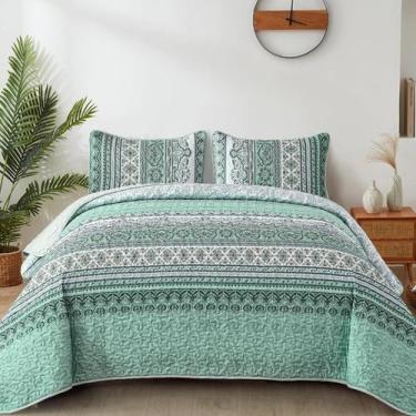 Imagem de Conjunto de edredões WONGS BEDDING Sage Green Queen Size 3 peças