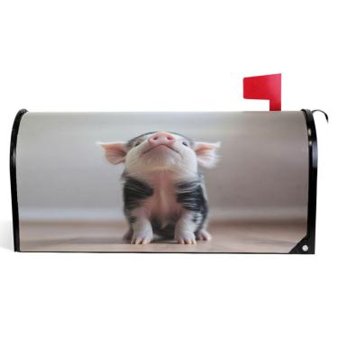 Imagem de TSENQUE Capas de caixa de correio magnéticas decorativas porco preto rosa impressão outono caixa de correio envoltório vinil caixa de correio moderna decoração de jardim tamanho padrão 52,6 x 45,8 cm