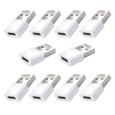 Imagem de Pacote com 10 adaptadores USB para USBC, adaptador USB para carregador de iPhone 17/16/15, iPhone 17/16/15 Pro Max Plus, iPad 9/10 Air 5 Mini 6, carro, Samsung S25 S24 S23 Plus Ultra etc.