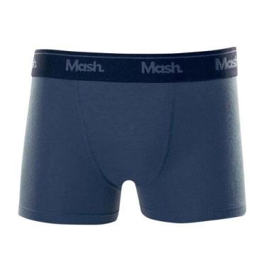 Imagem de Cueca Boxer Mash Infantil Lisa Algodão Elástico, P, Azul jeans escuro