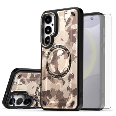 Imagem de Capa de celular para Samsung Galaxy S24 Plus/S25 Plus S24+ S25+ 5G Capa magnética com protetor de tela e suporte rígido de carregamento sem fio pintado S24Plus 24S + S 24 24+ S25Plus 25S 25+ SM-S936U