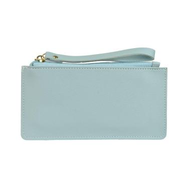 Imagem de Carteira Feminina Azul Com Zíper Porta Documentos Cartão Pu