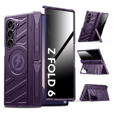 Imagem de LEIAU Capa magnética para Samsung Z-Fold-6: capa de telefone Armor [compatível com MagSafe] [protetor de tela de privacidade][Proteção de dobradiça][Suporte duplo] Capa TPU à prova de choque + PC para