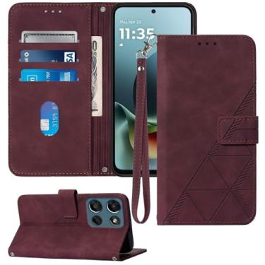 Imagem de Moment Dextrad Capa carteira para Moto G Play 2026, compartimentos para cartão, alça de pulso, proteção interna de telefone TPU, capa flip de couro PU para Moto G Play - 2026 (vermelho)