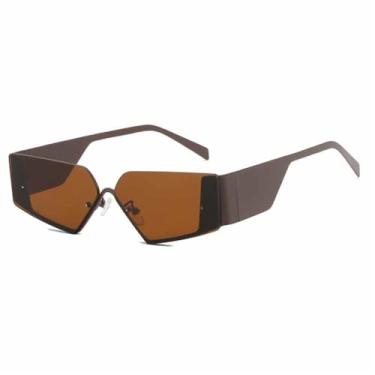 Imagem de Óculos de Sol de Pernas Largas Feminino UV400 Masculino Punk para Esportes ao Ar Livre, Corrida e Ciclismo, Cor Café